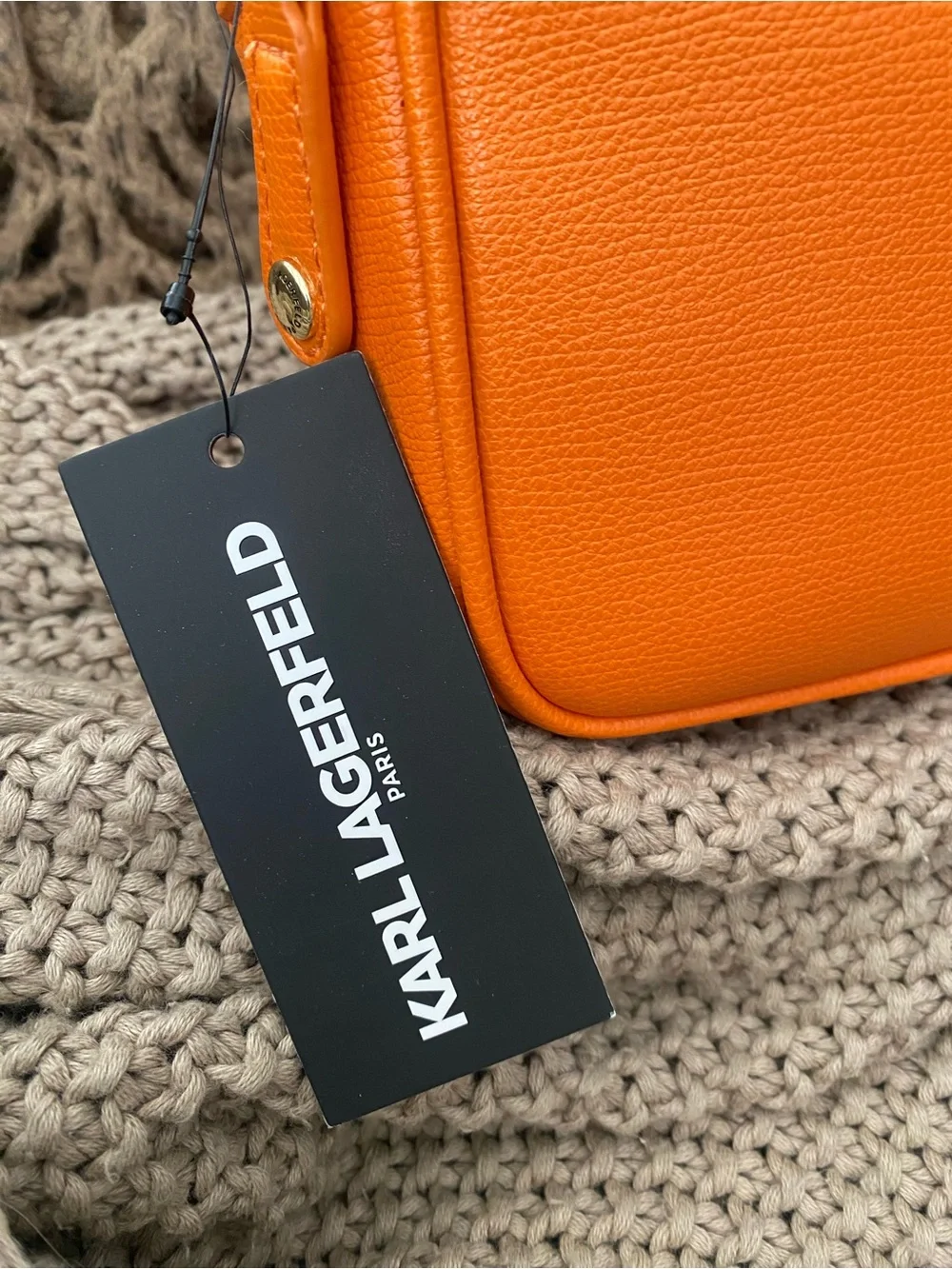 Karl Lagerfeld Maybelle leather crossbody Ginger Orange NWT NEW